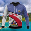 AIO Pride - Haiti Coat Of Arms Hexagon Pattern Unisex Adult Hoodies