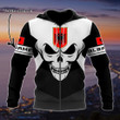 AIO Pride - Customize Albania Coat Of Arms Skull - Black And White Unisex Adult Hoodies