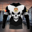AIO Pride - Customize Belgium Coat Of Arms Skull - Black And White Unisex Adult Hoodies