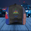 AIO Pride - Haiti Coat Of Arms & American Flag Unisex Cap