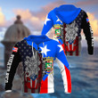 AIO Pride - Puerto Rico Taino Coqui - US Flag Unisex Adult Hoodies