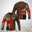 AIO Pride - Custom Name United Kingdom Flag Leather 3D Unisex Adult Hoodies
