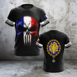 AIO Pride - Custom Name France Coat Of Arms Skull - Black Unisex Adult Shirts