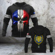 AIO Pride - Custom Name France Coat Of Arms Skull - Black Unisex Adult Shirts