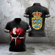AIO Pride - Custom Name Denmark Coat Of Arms Skull - Black Unisex Adult Shirts