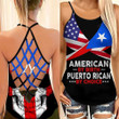 AIO Pride - American By Birth Puerto Rican By Choice Criss-Cross Back Tank Top