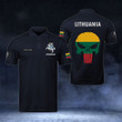 AIO Pride - Customize Lithuania Coat Of Arms - Flag Skull Polo Shirt