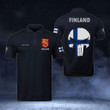 AIO Pride - Customize Finland Coat Of Arms - Flag Skull Polo Shirt