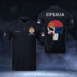 AIO Pride - Customize Serbia Coat Of Arms - Flag Skull Polo Shirt