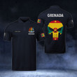 AIO Pride - Customize Grenada Coat Of Arms - Flag Skull Polo Shirt