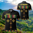 AIO Pride - Ethiopia Rasta Round Pattern Black Unisex Adult Polo Shirt