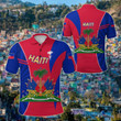 AIO Pride - Coat Of Arms Haiti Circle Stripes Unisex Adult Polo Shirt