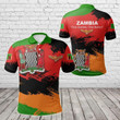 AIO Pride - Zambia Flag Brush Unisex Adult Polo Shirt