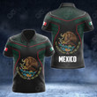 AIO Pride - Mexico Coat Of Arms Circle Pattern Unisex Adult Polo Shirt