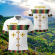 AIO Pride - Ethiopia Rasta Round Pattern White Unisex Adult Polo Shirt