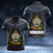 AIO Pride - Honduras Coat Of Arms Circle Pattern Unisex Adult Polo Shirt