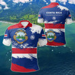 AIO Pride - Costa Rica Flag Brush Unisex Adult Polo Shirt