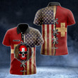 AIO Pride - Customize Switzerland & American Flag Skull 3D Unisex Adult Polo Shirt