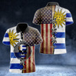 AIO Pride - Customize Uruguay & American Flag Skull 3D Unisex Adult Polo Shirt