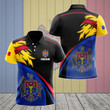 AIO Pride - Customize Moldova Coat Of Arms Fire Unisex Adult Polo Shirt