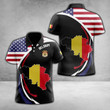 AIO Pride - America And Belgium Proud Flag Map 3D Unisex Adult Polo Shirt
