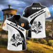 AIO Pride - Custom Name Scotland Thistle Black And White Unisex Adult Polo Shirt