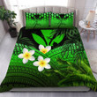 AIO Pride Kanaka Maoli Polynesian Plumeria Banana Leaves Green Personal Signature Hawaiian Bedding Set