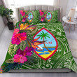 AIO Pride 3-Piece Duvet Cover Set Guam - Polynesian Hibiscus Green