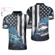 AIO Pride American Flag Tuna Fishing Pursuit of Happiness Custom Name Short Sleeve Polo Shirt