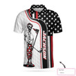 AIO Pride Golfer American Flag Custom Name Short Sleeve Polo Shirt