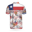 AIO Pride Texas Longhorn Bluebonnet and Armadillo Short Sleeve Polo Shirt