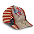 AIO Pride Premium Rooster American Flag Cap, Rooster Hats Custom Name Cap