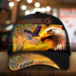 AIO Pride Patriotic Eagle United States Hat, American Flag Eagle Full Printed Leather Pattern Cap Custom Name