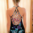 AIO Pride Rose Blue Ruby Skull Criss-cross Tank Top