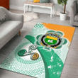 AIO Pride House of O'QUIN (Annaly) Family Crest Area Rug - Ireland Shamrock With Celtic Patterns