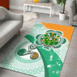 AIO Pride Melody or O'Moledy Family Crest Area Rug - Ireland Shamrock With Celtic Patterns
