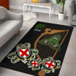 AIO Pride House of FITZGERALD Family Crest Area Rug - Harp And Shamrock