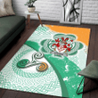 AIO Pride Fitz-Roe Family Crest Area Rug - Ireland Shamrock With Celtic Patterns