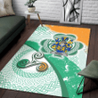 AIO Pride Tierney or O'Tierney Family Crest Area Rug - Ireland Shamrock With Celtic Patterns