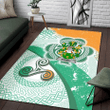 AIO Pride Rooney or O'Rooney Family Crest Area Rug - Ireland Shamrock With Celtic Patterns