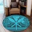 AIO Pride Hawaiian Kanaka Polynesian Tribal Round Carpet Reggae Color Blue