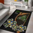 AIO Pride House of CUSACK Family Crest Area Rug - Harp And Shamrock