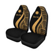 AIO Pride Custom Text Nauru Car Seat Cover - Gold Polynesian Tentacle Tribal Pattern