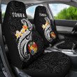 AIO Pride Tonga Car Seat Cover - Tonga Seal Polynesian Patterns Plumeria (Black)