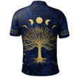 AIO Pride Huw AP Llywelyn AP Maredudd Welsh Family Crest Polo Shirt - Moon Phases & Tree Of Life