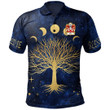 AIO Pride Iddon AP Rhys Sais Welsh Family Crest Polo Shirt - Moon Phases & Tree Of Life