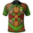 AIO Pride Blaidd AB Elfarch Welsh Family Crest Polo Shirt - Vintage Celtic Cross Green