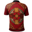 AIO Pride Pontefract Of Denbighshire Welsh Family Crest Polo Shirt - Vintage Celtic Cross Red