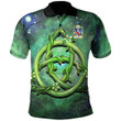 AIO Pride Stradling Of St. Donats Glamorgan Welsh Family Crest Polo Shirt - Green Triquetra