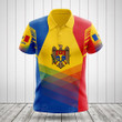 AIO Pride Custom Name Moldova Flag Criss Cross Style Polo Shirt